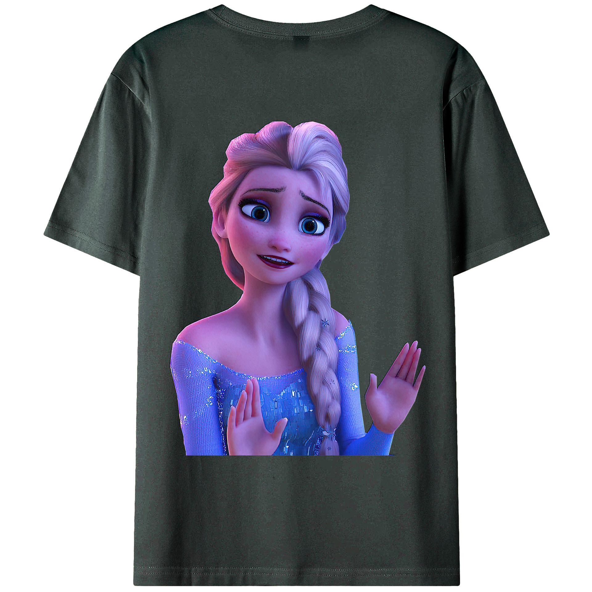 （画像用） アナと雪の女王 アンナ エルサ Frozen Anna Elsa 綿100％ メンズ半袖Tシャツ（バックプリント） 通気性